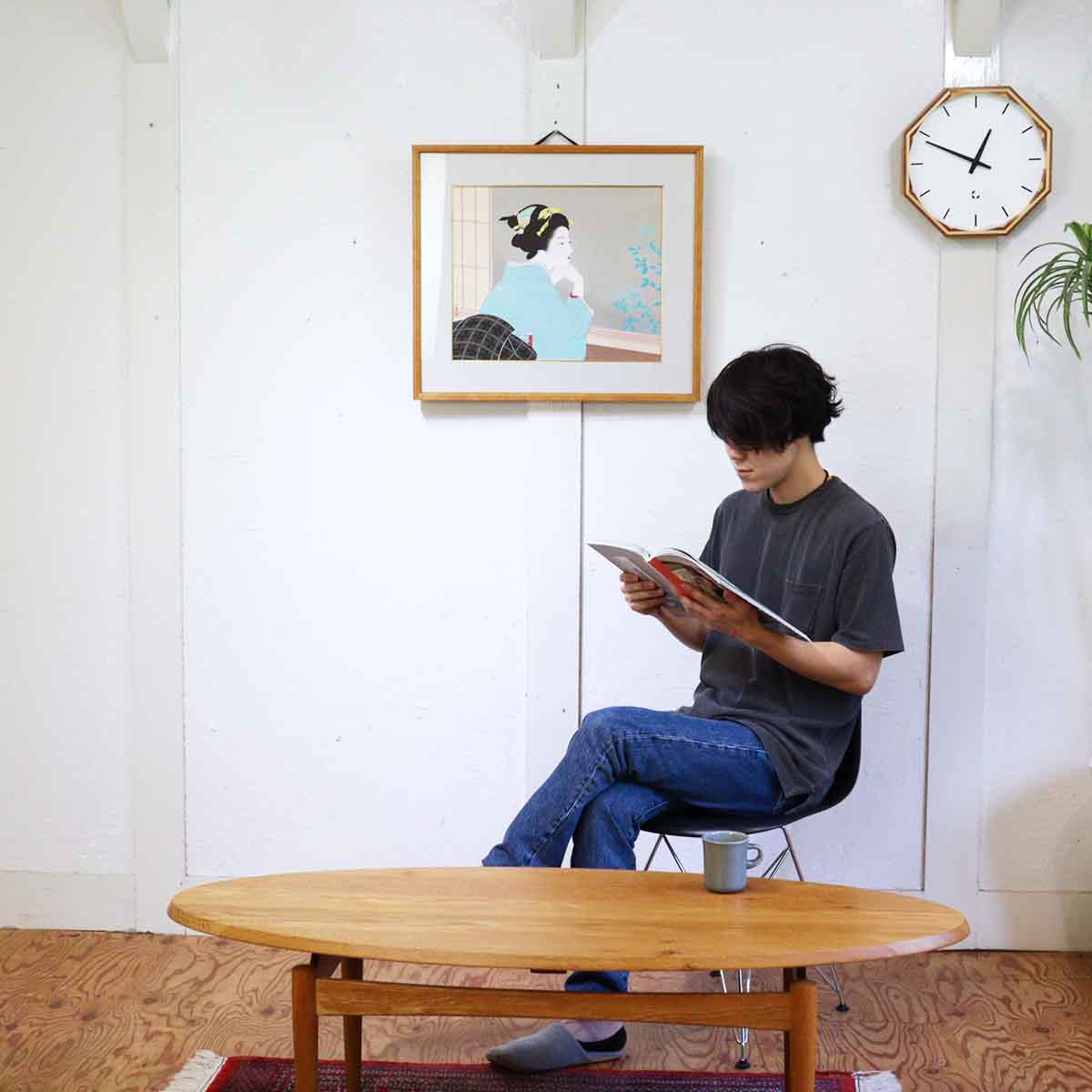 わか葉 上村松園 リトグラフ 版画 中古