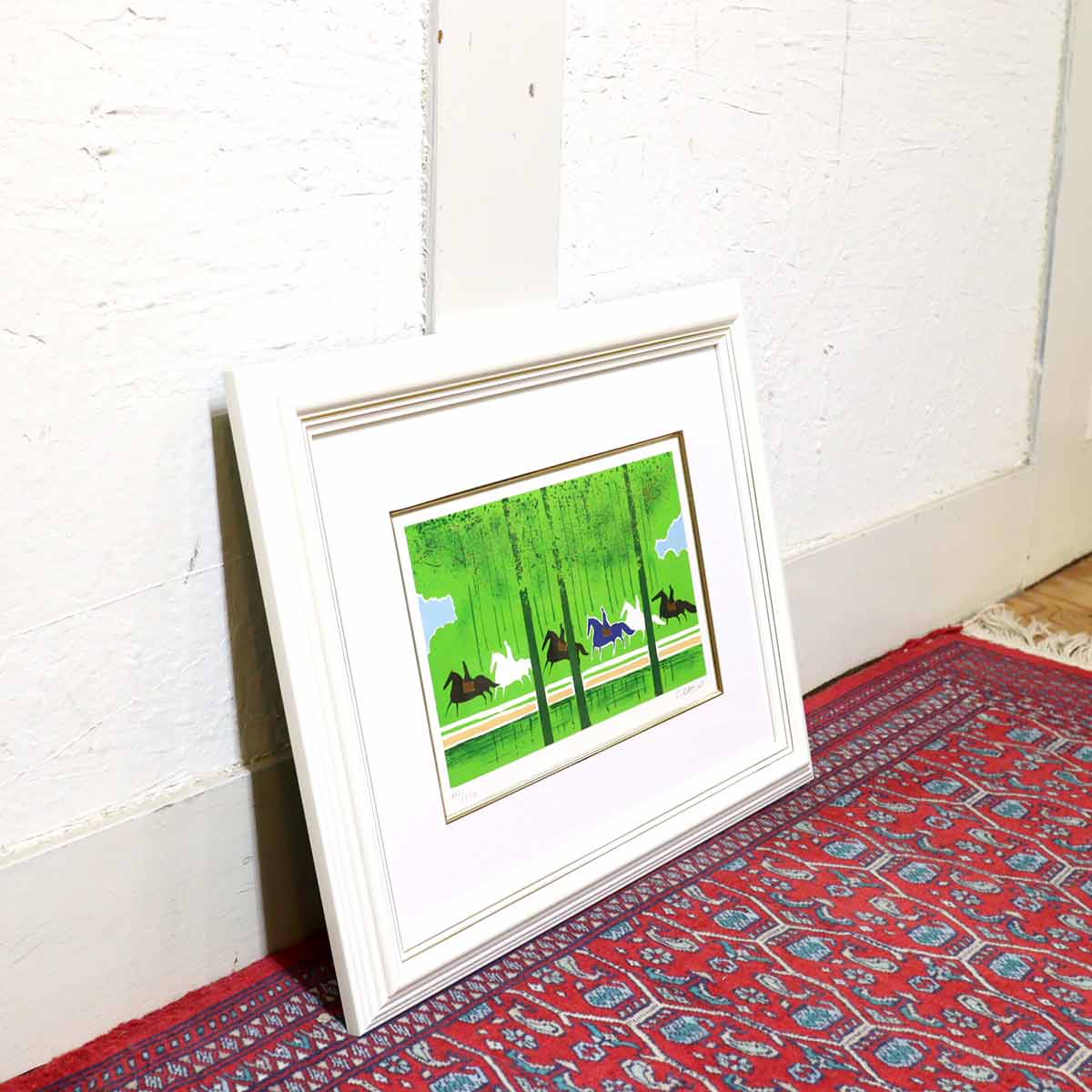 セルジュ・ラシス / Serge Lassus  リトグラフ 乗馬シリーズ 【1】緑 森 中古