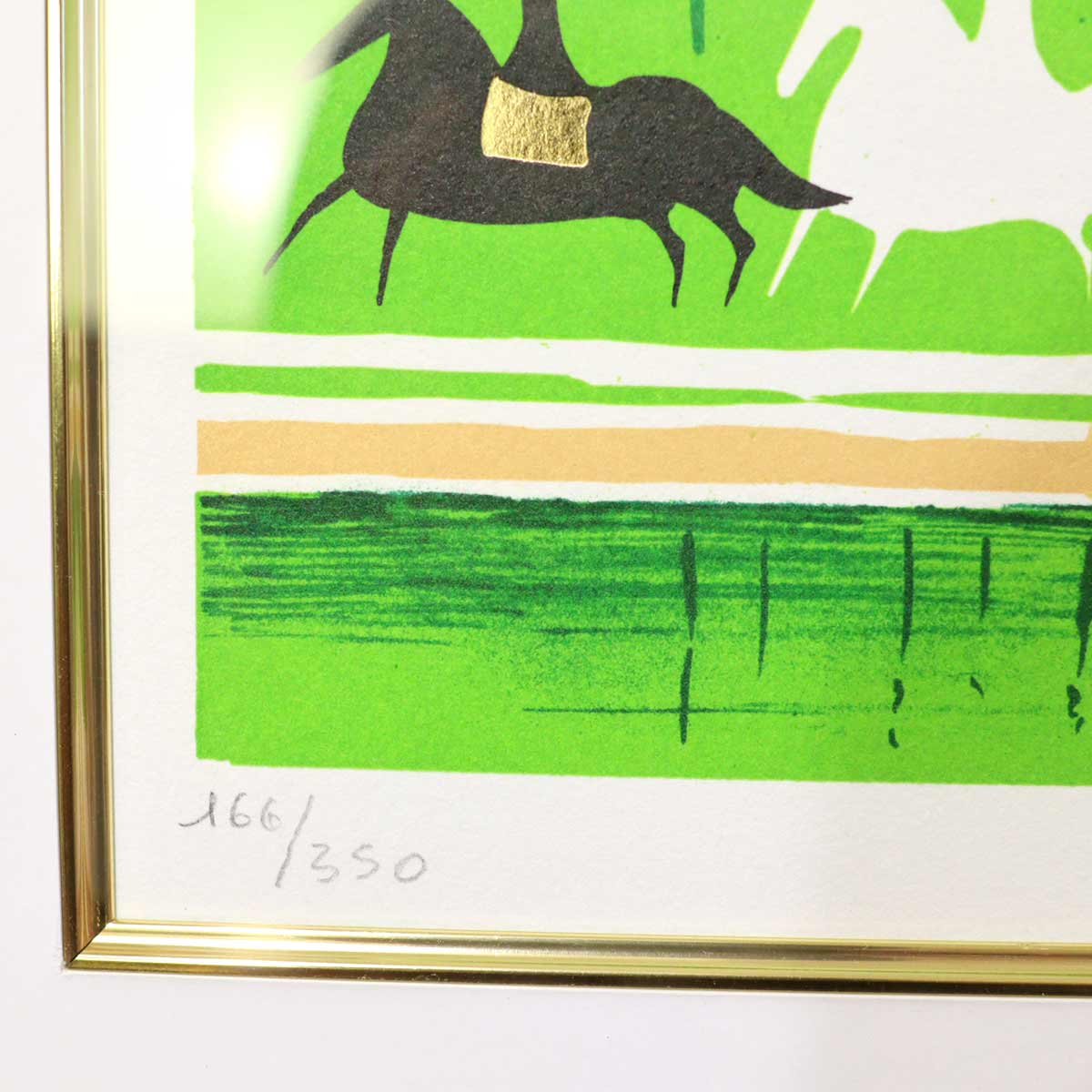 セルジュ・ラシス / Serge Lassus  リトグラフ 乗馬シリーズ 【1】緑 森 中古