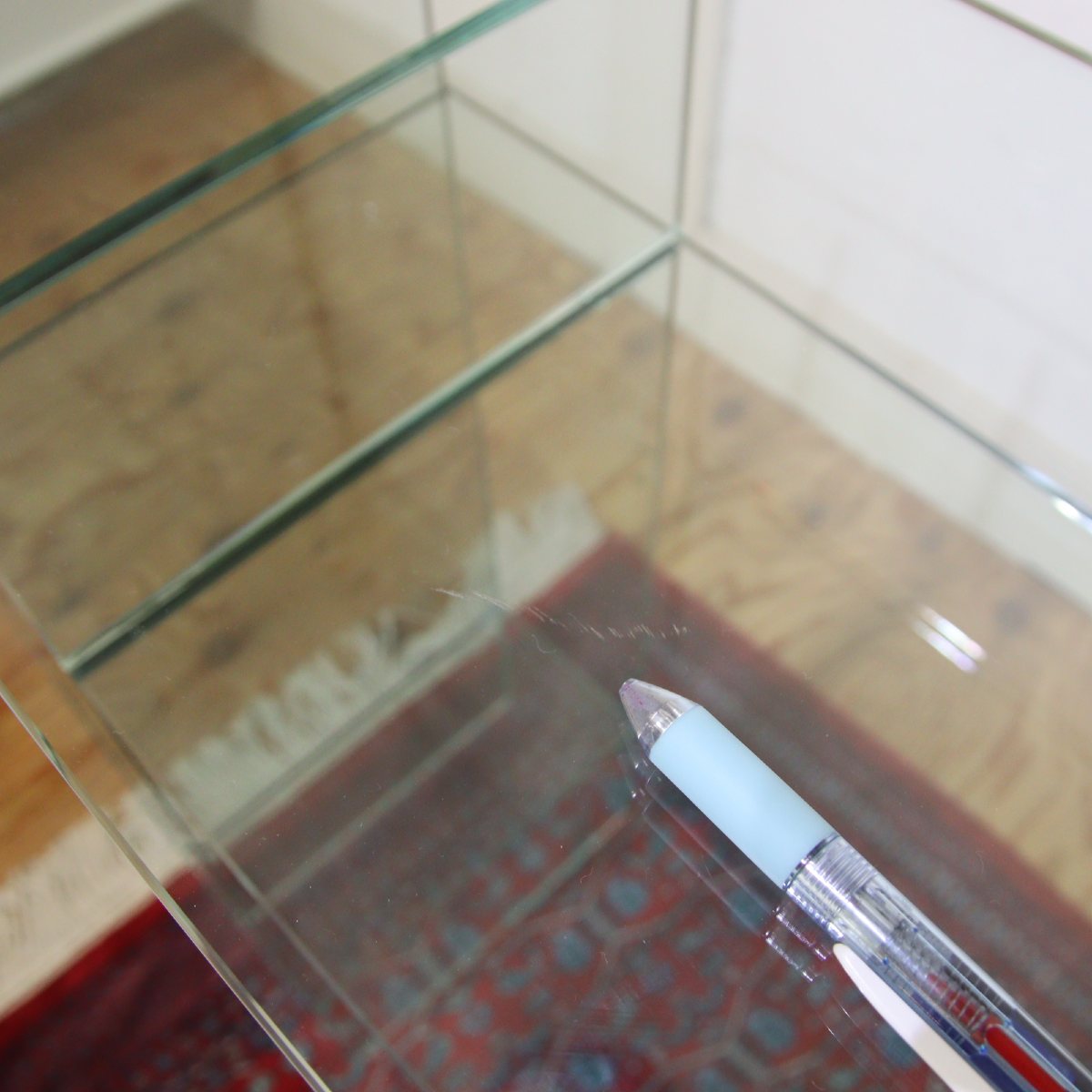 ガラス製コンソールテーブル 飾り棚 ディスプレイ棚 モダン 展示品