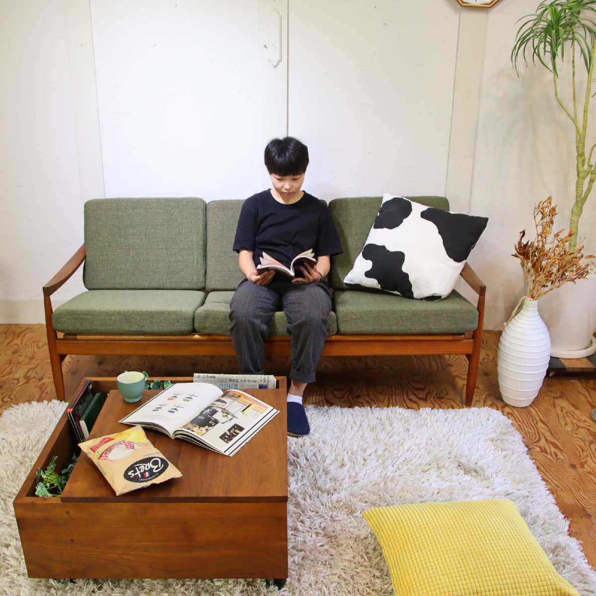 SKIVE MOBELFABRIK  トリプルソファ チーク 3人掛けソファ 北欧 デンマーク ヴィンテージ