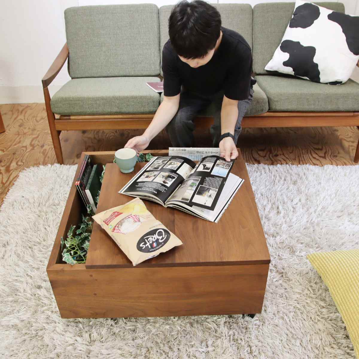 マスターウォール センターテーブル ウォールナット材 ディスプレイ 収納付き  中古