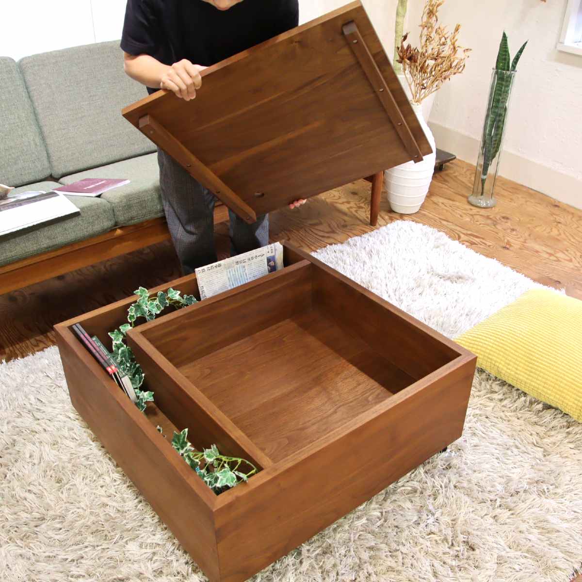 マスターウォール センターテーブル ウォールナット材 ディスプレイ 収納付き  中古