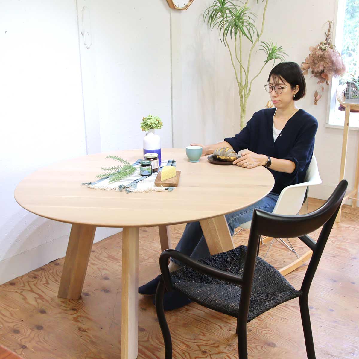 シギヤマ家具 ラウンド ダイニングテーブル C-103 岩倉栄利 直径120 オーク 中古