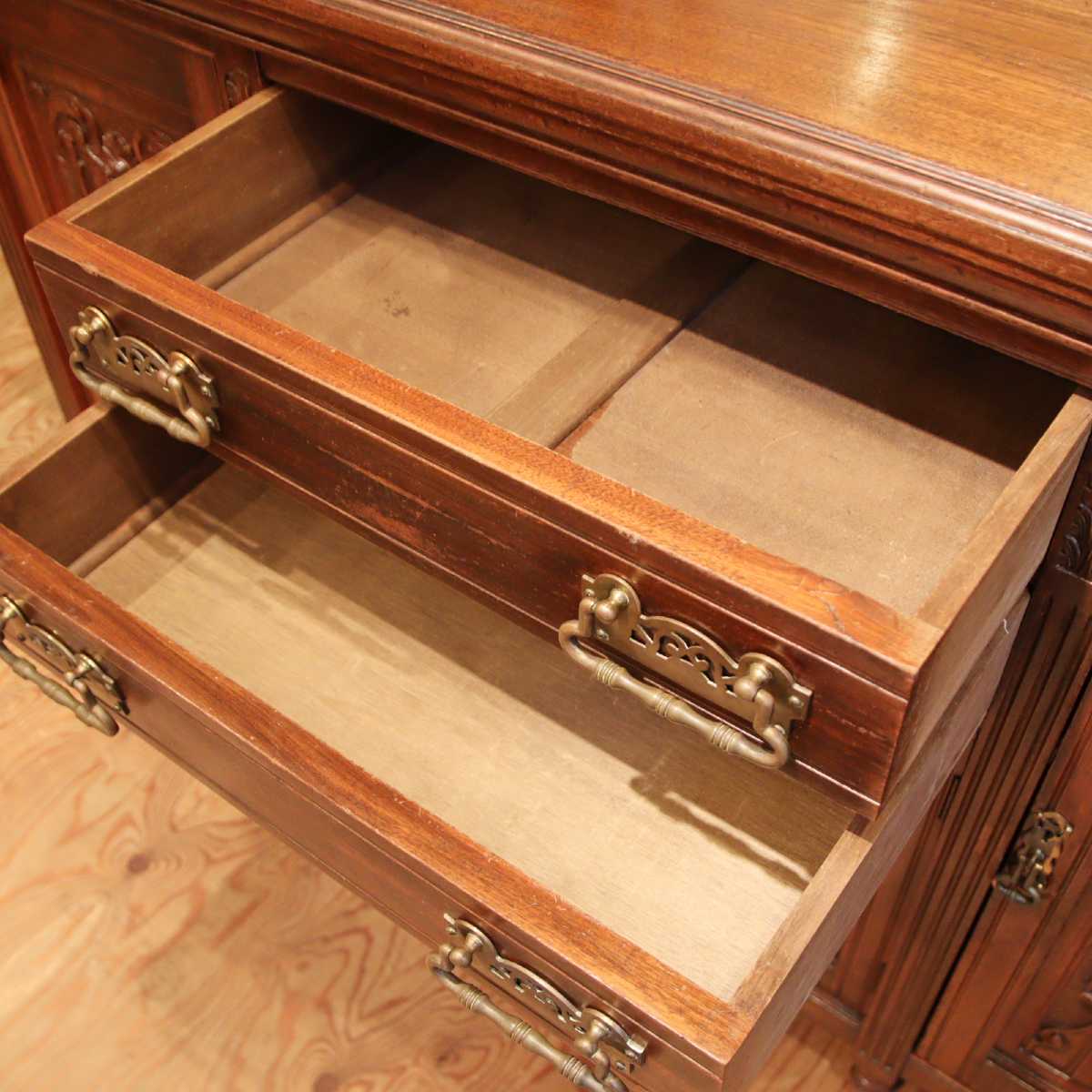 ミラー付きバッフェ 飾り棚 クラシカル収納棚 ヴィンテージ