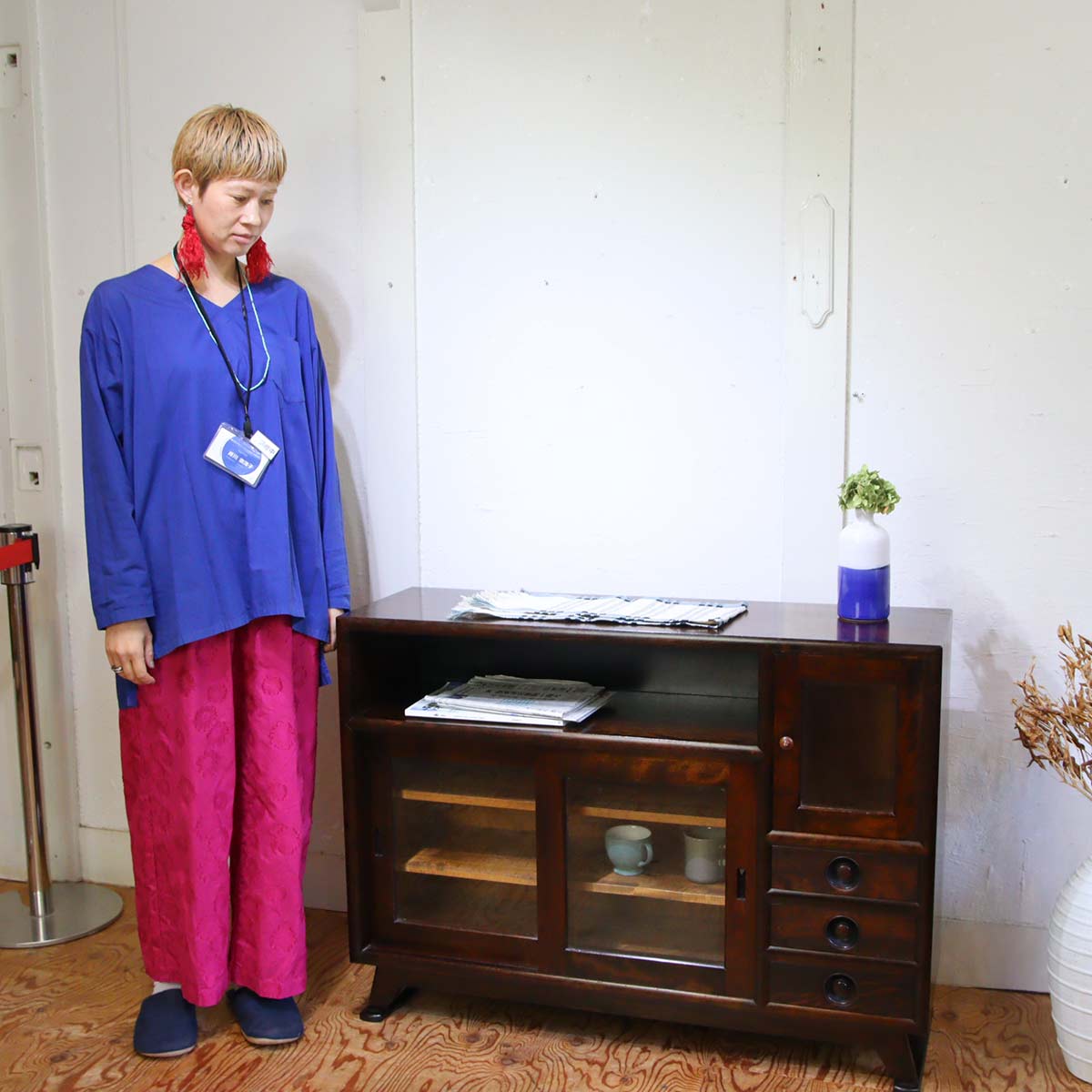 松本民芸家具 #90型 茶タンス サイドボード ミニ飾り棚 本棚 中古