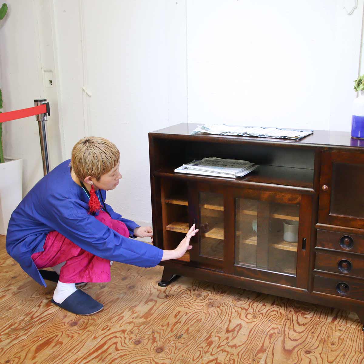 松本民芸家具 #90型 茶タンス サイドボード ミニ飾り棚 本棚 中古