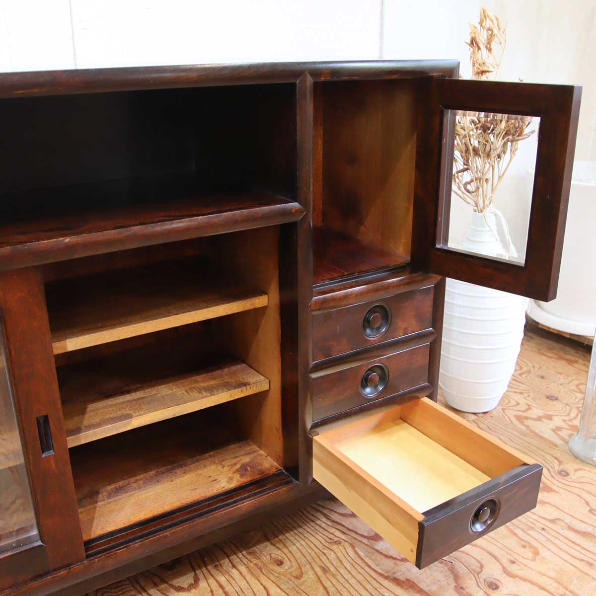 松本民芸家具 #90型 茶タンス サイドボード ミニ飾り棚 本棚 中古