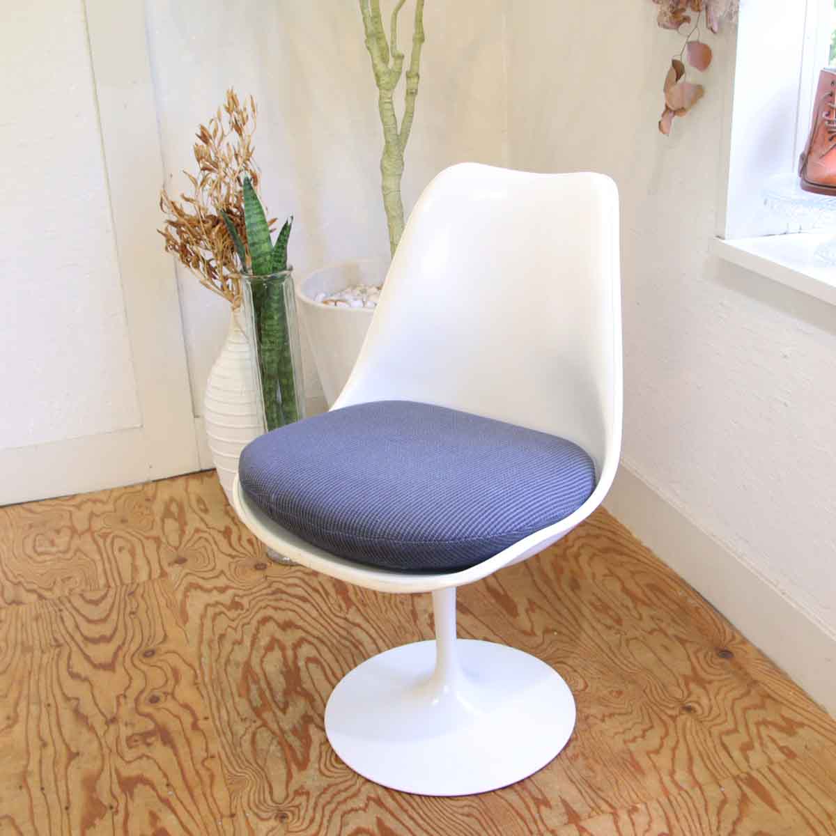 ノール / Knoll チューリップチェア ブルー ダイニングチェア エーロサーリネン 【3】 ヴィンテージ 中古