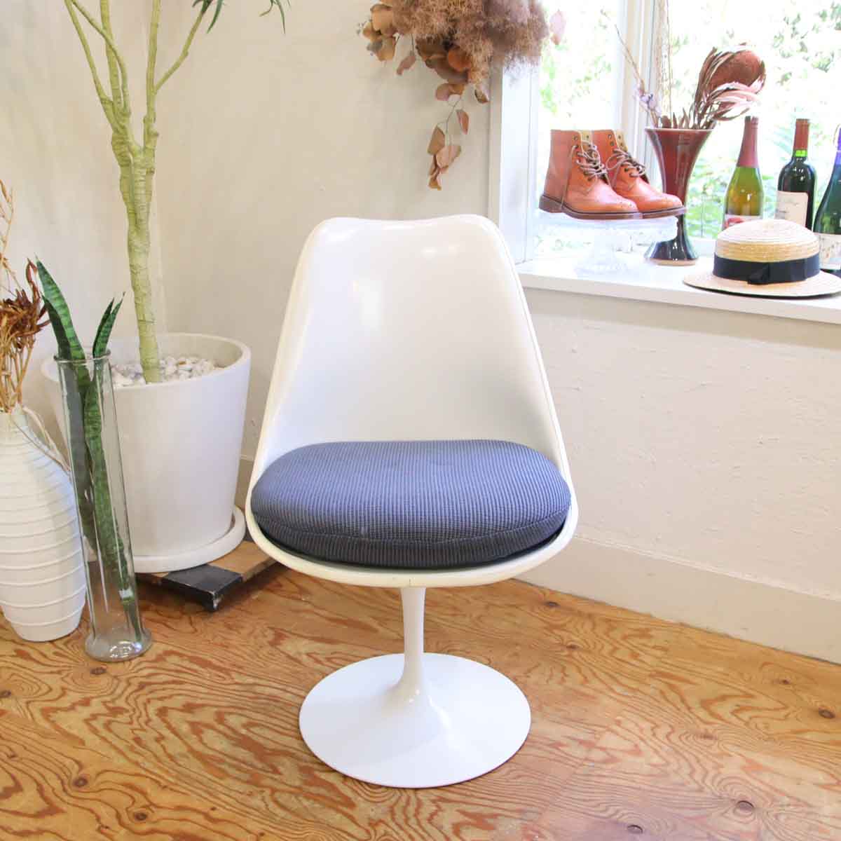 ノール / Knoll チューリップチェア ブルー ダイニングチェア エーロサーリネン 【3】 ヴィンテージ 中古