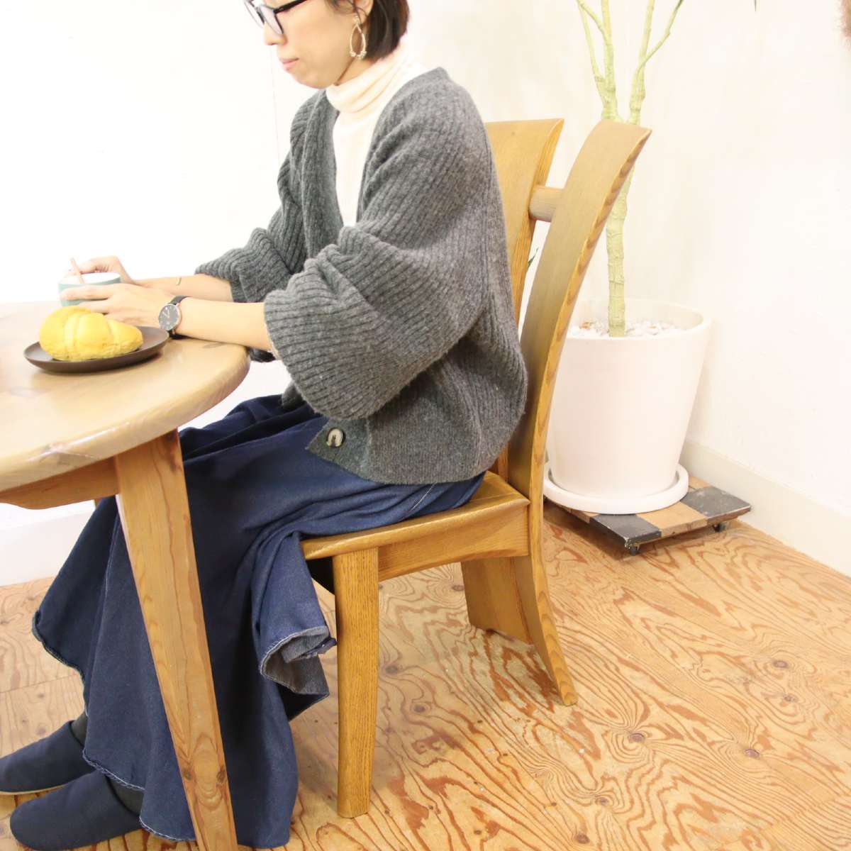 シラカワ 和蘇チェア【1】飛騨家具 ハイバックチェア オーク材 中古
