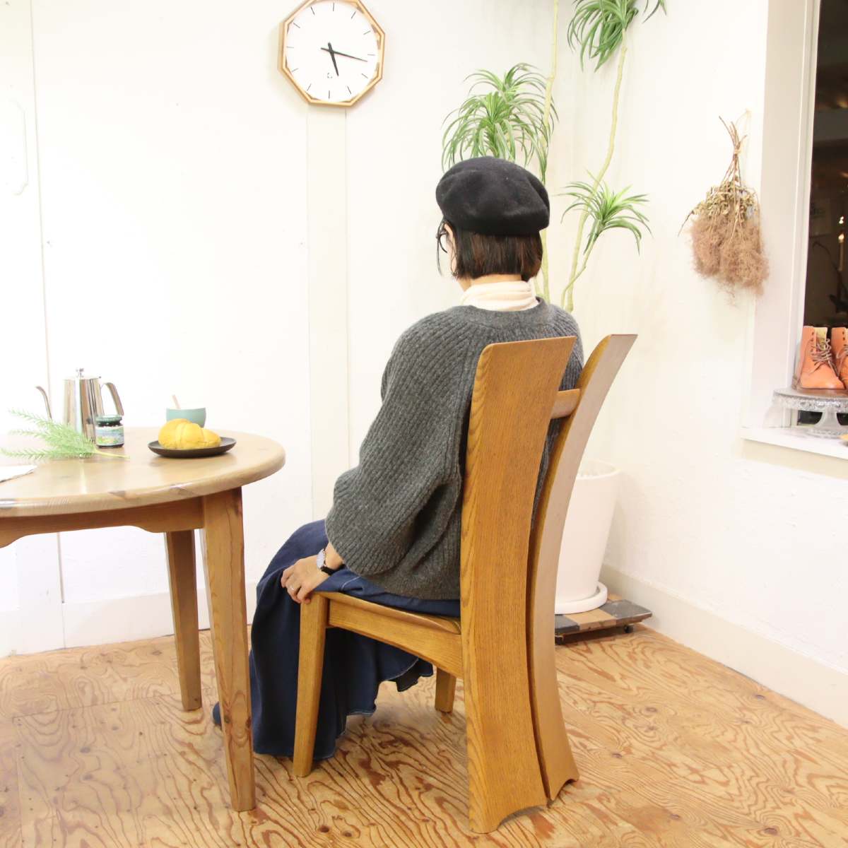 シラカワ 和蘇チェア【1】飛騨家具 ハイバックチェア オーク材 中古
