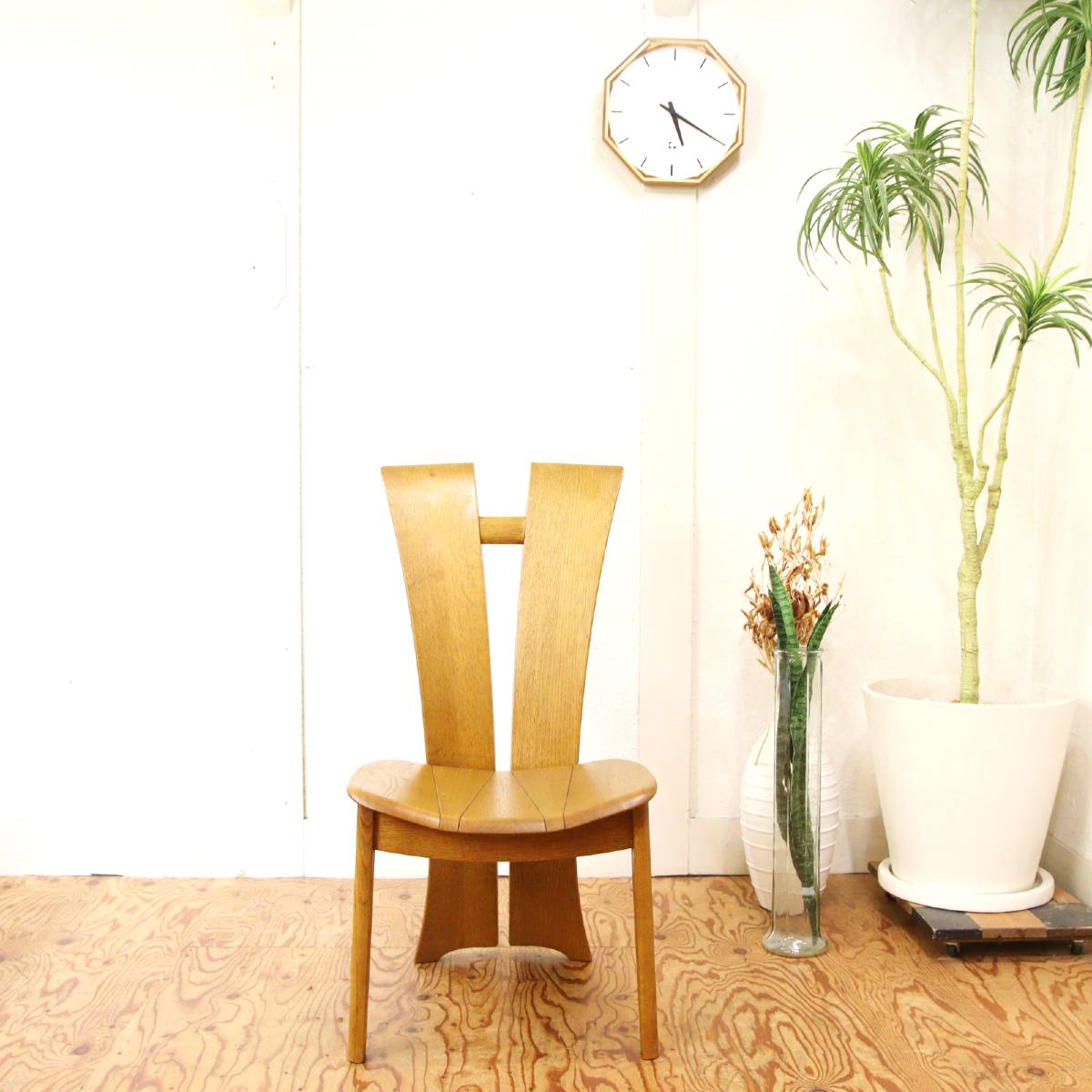 シラカワ 和蘇チェア【1】飛騨家具 ハイバックチェア オーク材 中古