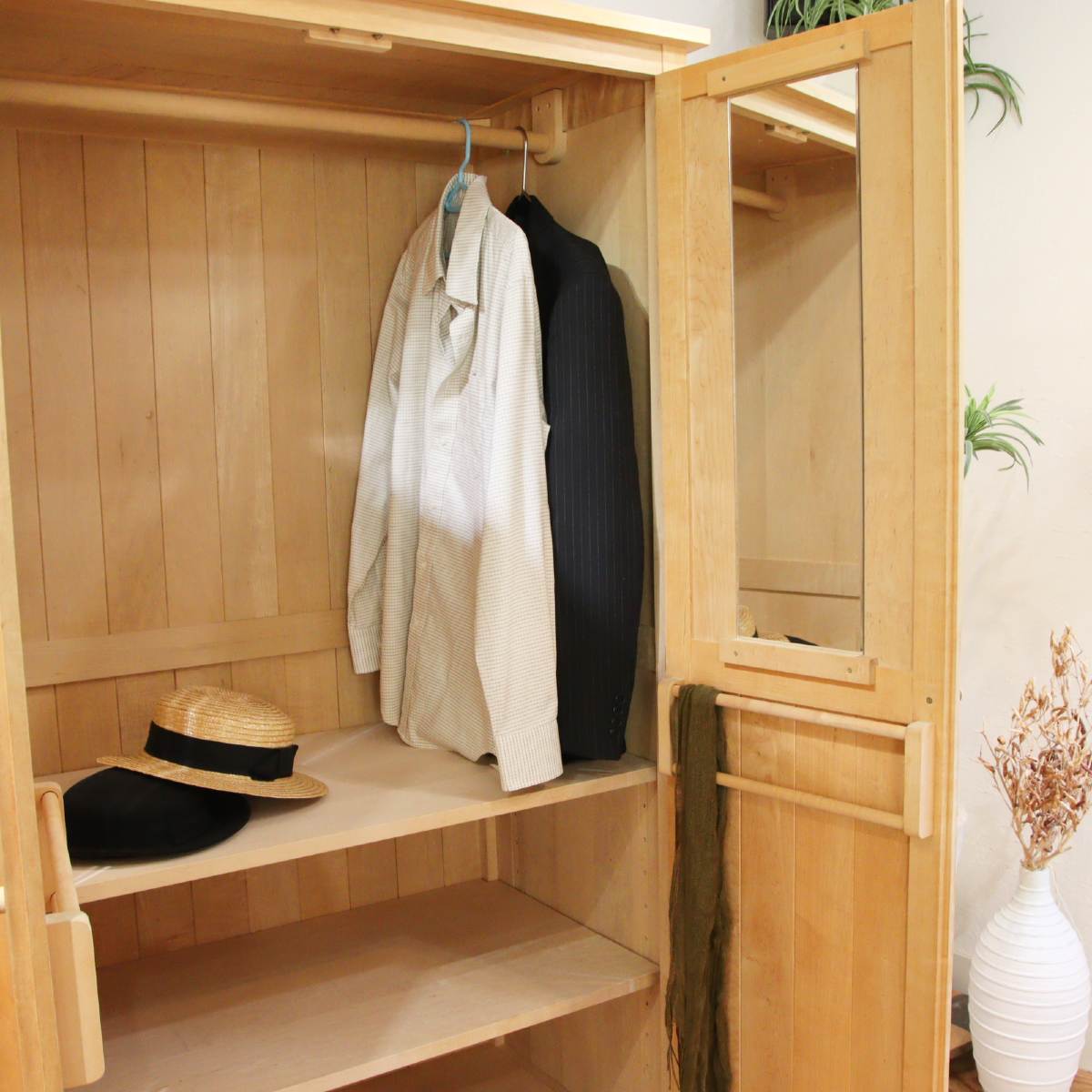 北の住まい設計社 ワードローブ クローゼット 衣類収納 メープル無垢材 中古