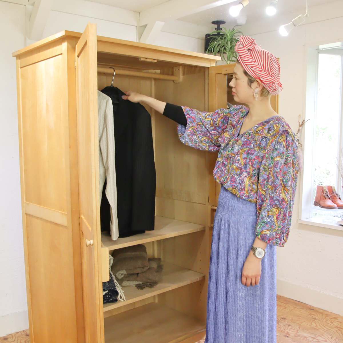 北の住まい設計社 ワードローブ クローゼット 衣類収納 メープル無垢材 中古