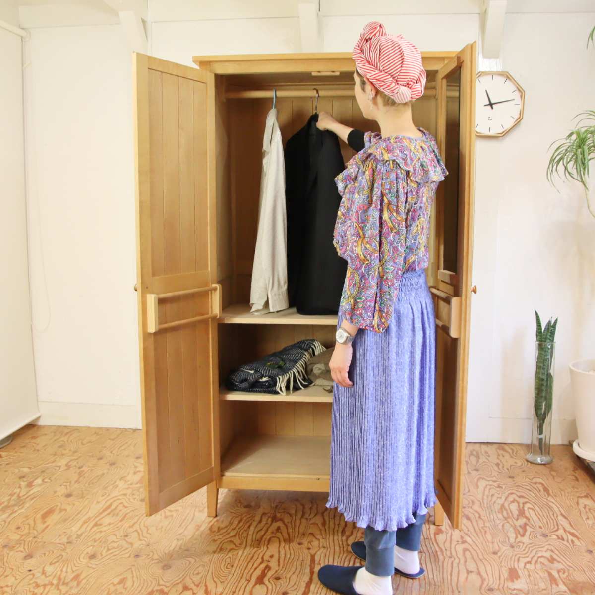 北の住まい設計社 ワードローブ クローゼット 衣類収納 メープル無垢材 中古