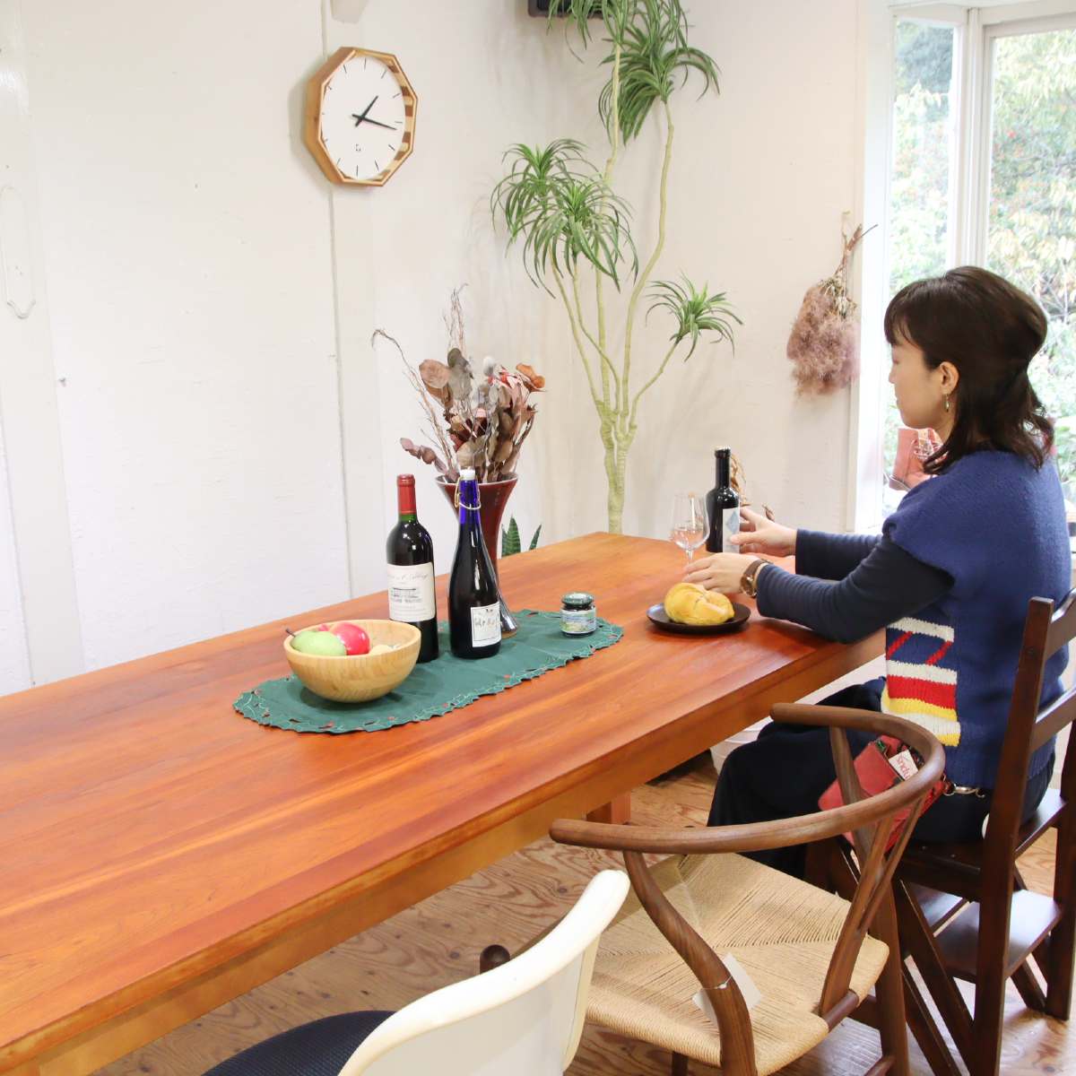 チェリー無垢材 ダイニングテーブル 幅200㎝ 中古