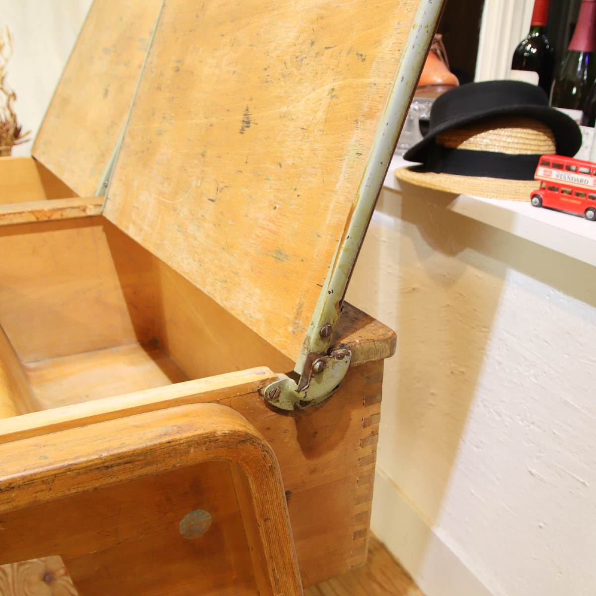 スクールデスク 2人用 作業机 オープン天板 英国 アンティーク