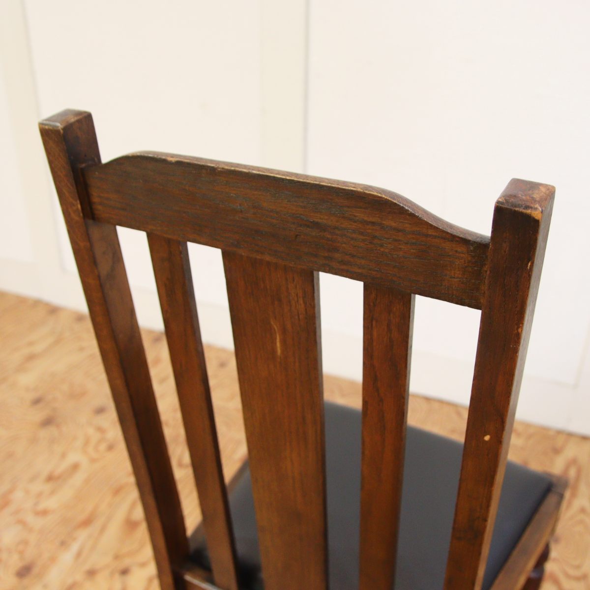 英国アンティーク ダイニングチェア 木製チェア オーク材 座面張替え済【1】座面ブラック