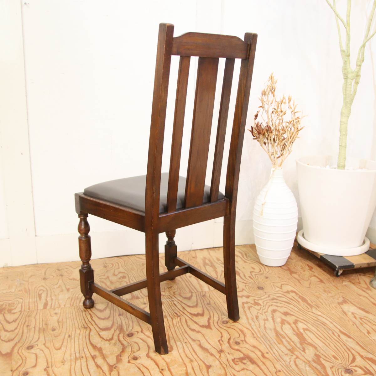 英国アンティーク ダイニングチェア【3】オーク材 木製チェア チャコールグレー