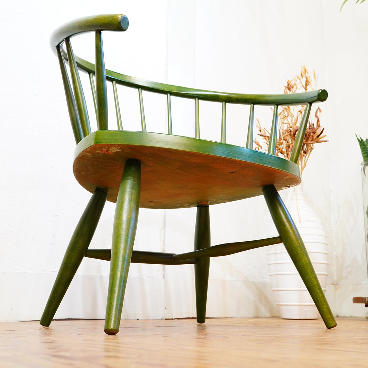 スポークチェア アームチェア グリーン ヴィンテージ 【1】