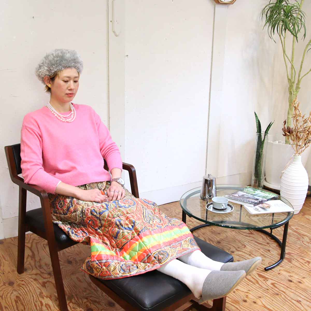 フクラ / HUKLA TMRB ガラスローテーブル M 円テーブル サイドテーブル中古