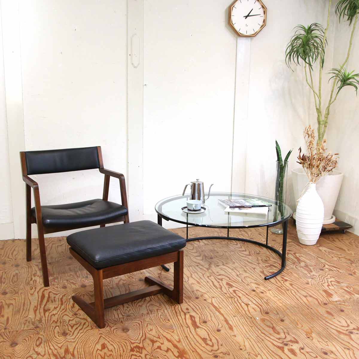 フクラ / HUKLA TMRB ガラスローテーブル L 円センターテーブル 中古