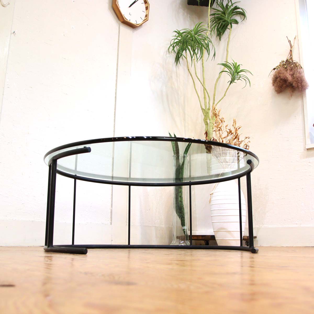 フクラ / HUKLA TMRB ガラスローテーブル L 円センターテーブル 中古