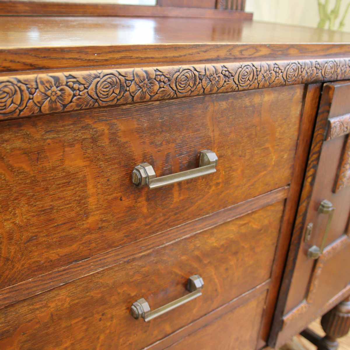 英国アンティーク ミラー付き バッフェ キャビネット エレガント