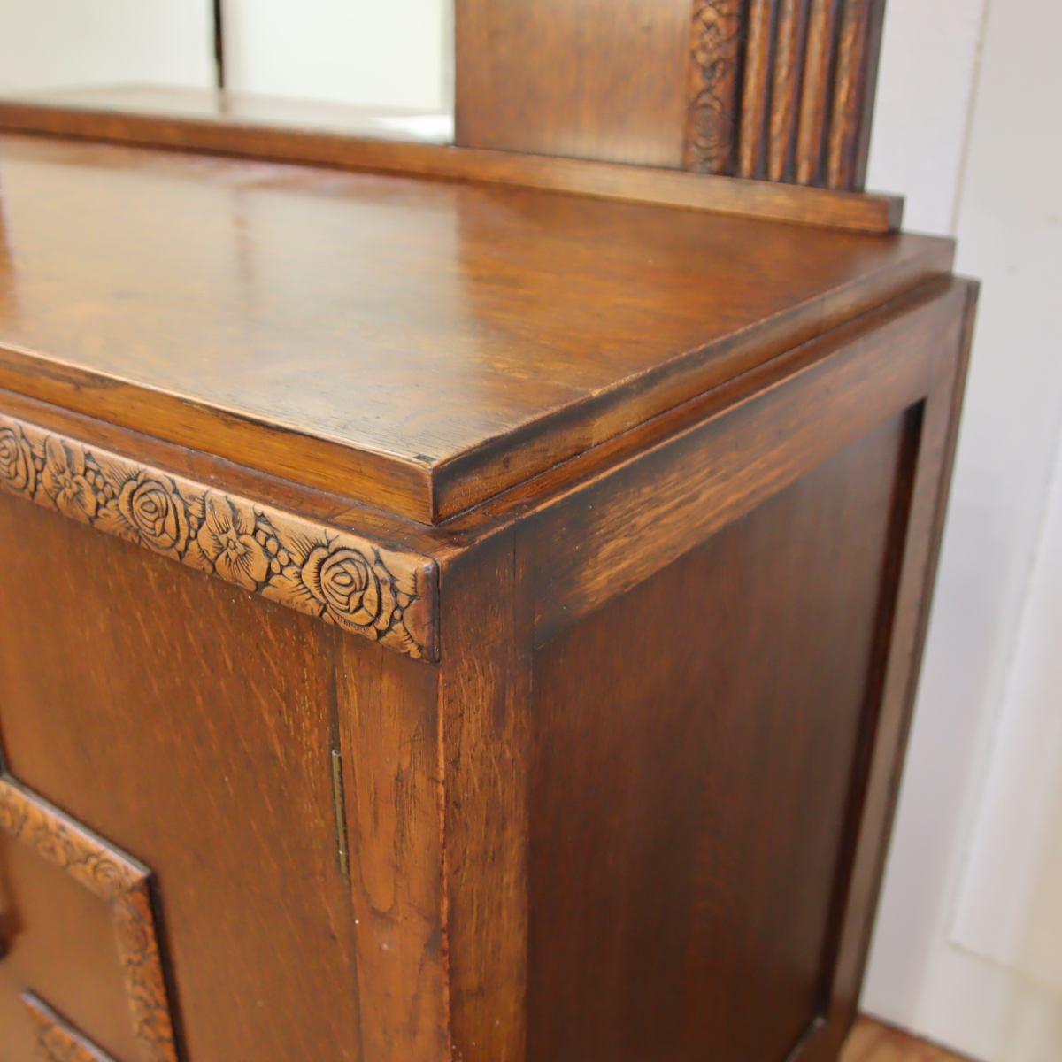 英国アンティーク ミラー付き バッフェ キャビネット エレガント