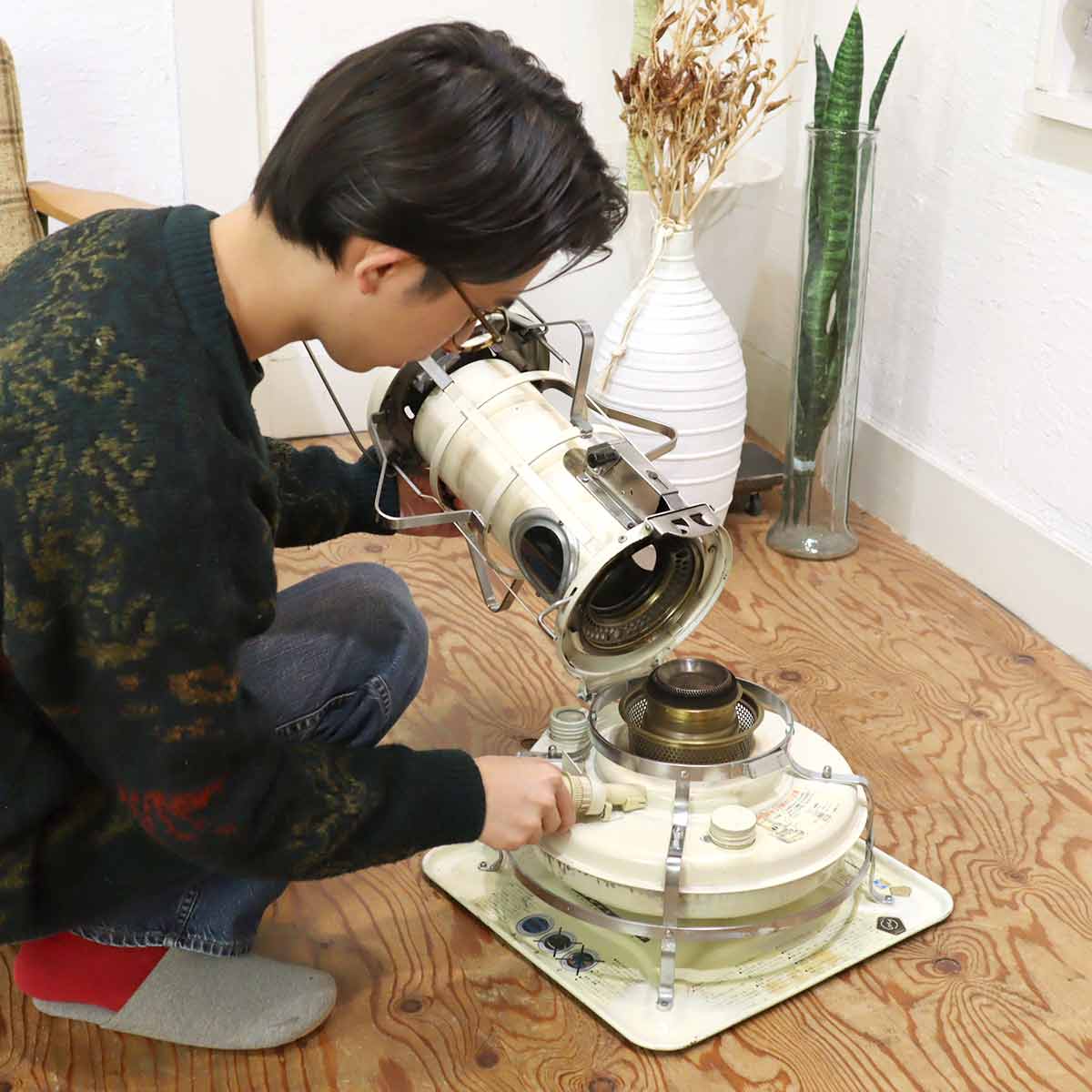 アラジン / Aladdin ブルーフレームヒーター 石油ストーブ 38型 ホワイト ヴィンテージ