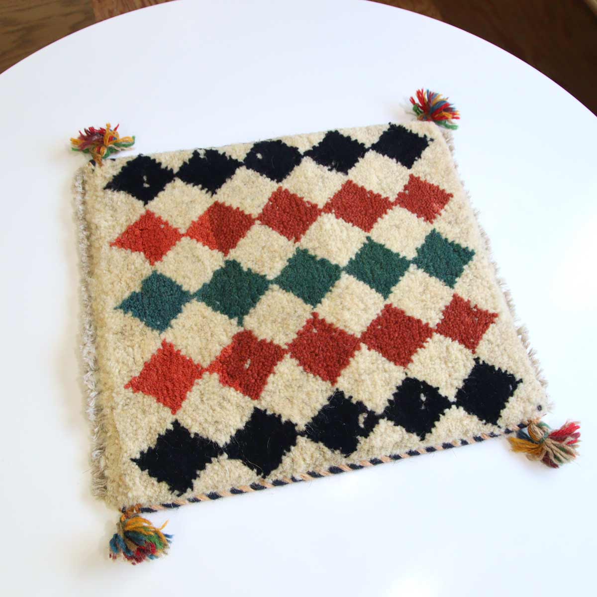 ギャッベ ミニ マット アイボリー 中古