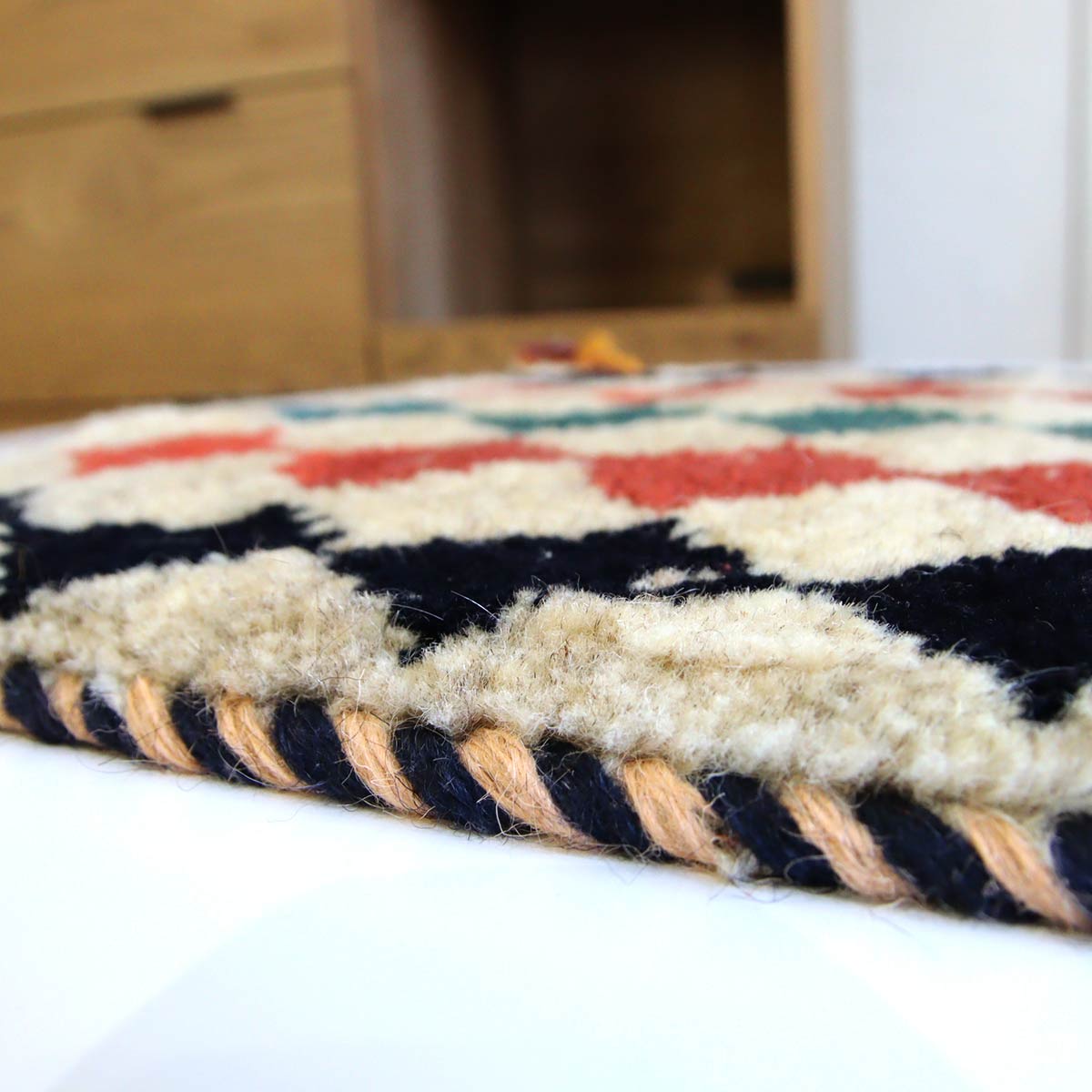 ギャッベ ミニ マット アイボリー 中古