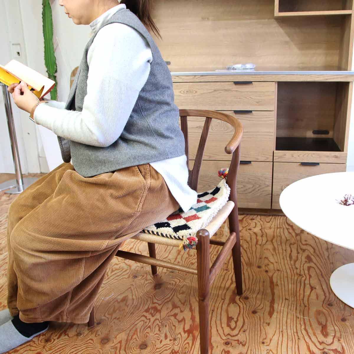 ギャッベ ミニ マット アイボリー 中古