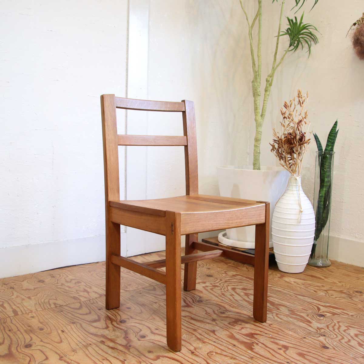 ダイニングチェア ナラ無垢材 古家具 【1】 中古