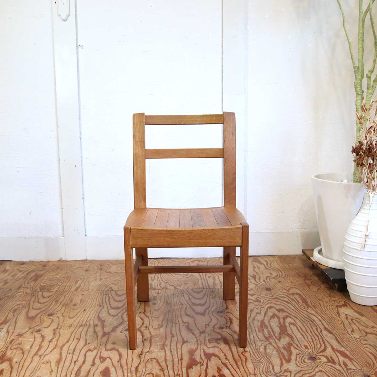 ダイニングチェア ナラ無垢材 古家具 【1】 中古