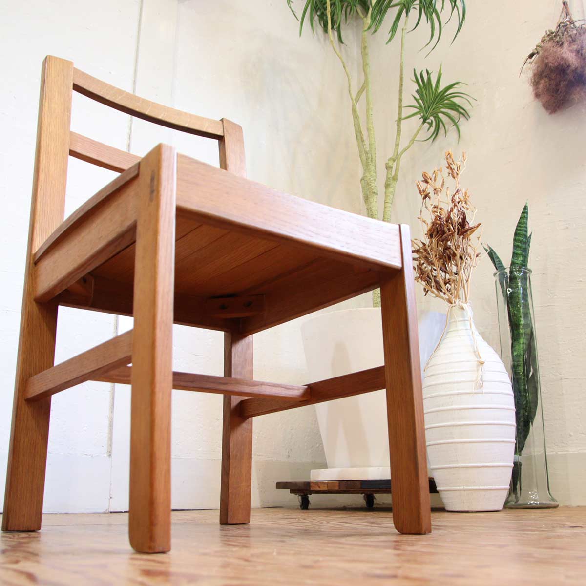 ダイニングチェア ナラ無垢材 古家具 【1】 中古