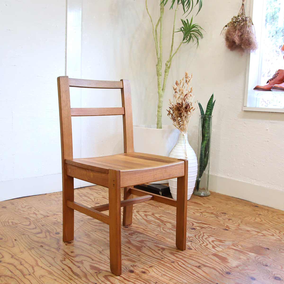 ダイニングチェア ナラ無垢材 古家具 【2】 中古