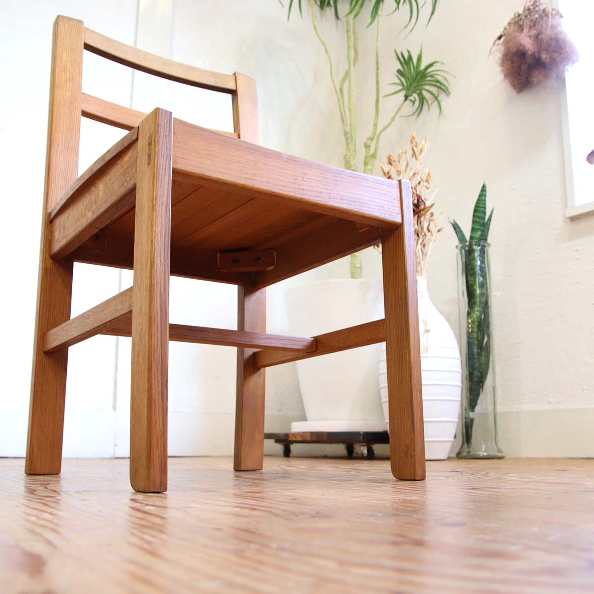 ダイニングチェア ナラ無垢材 古家具 【2】 中古