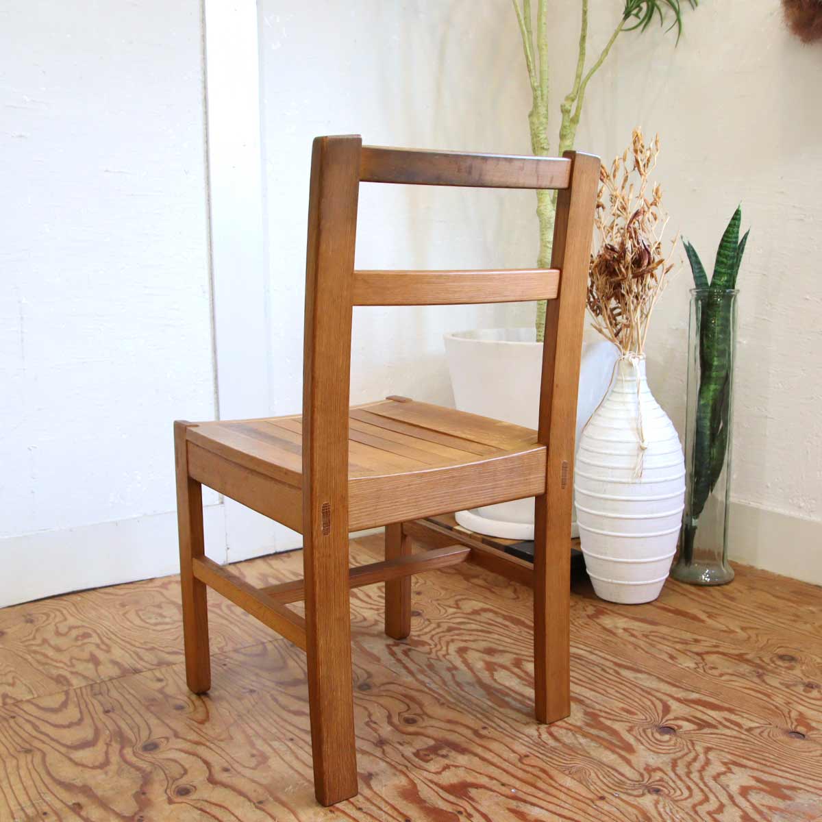 ダイニングチェア ナラ無垢材 古家具 【2】 中古