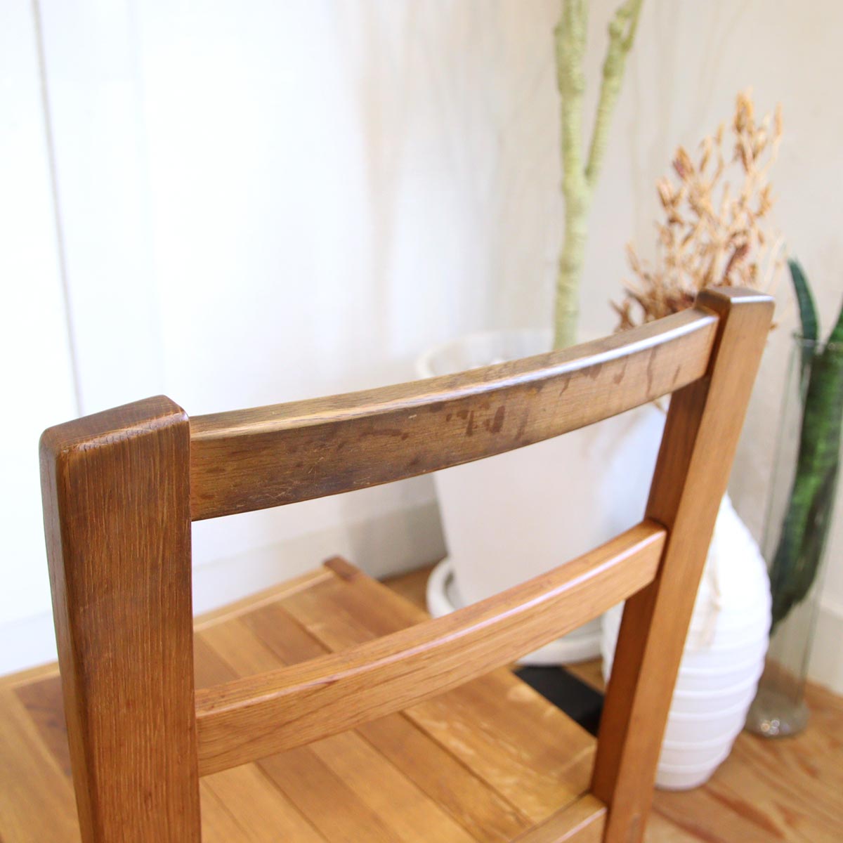 ダイニングチェア ナラ無垢材 古家具 【2】 中古