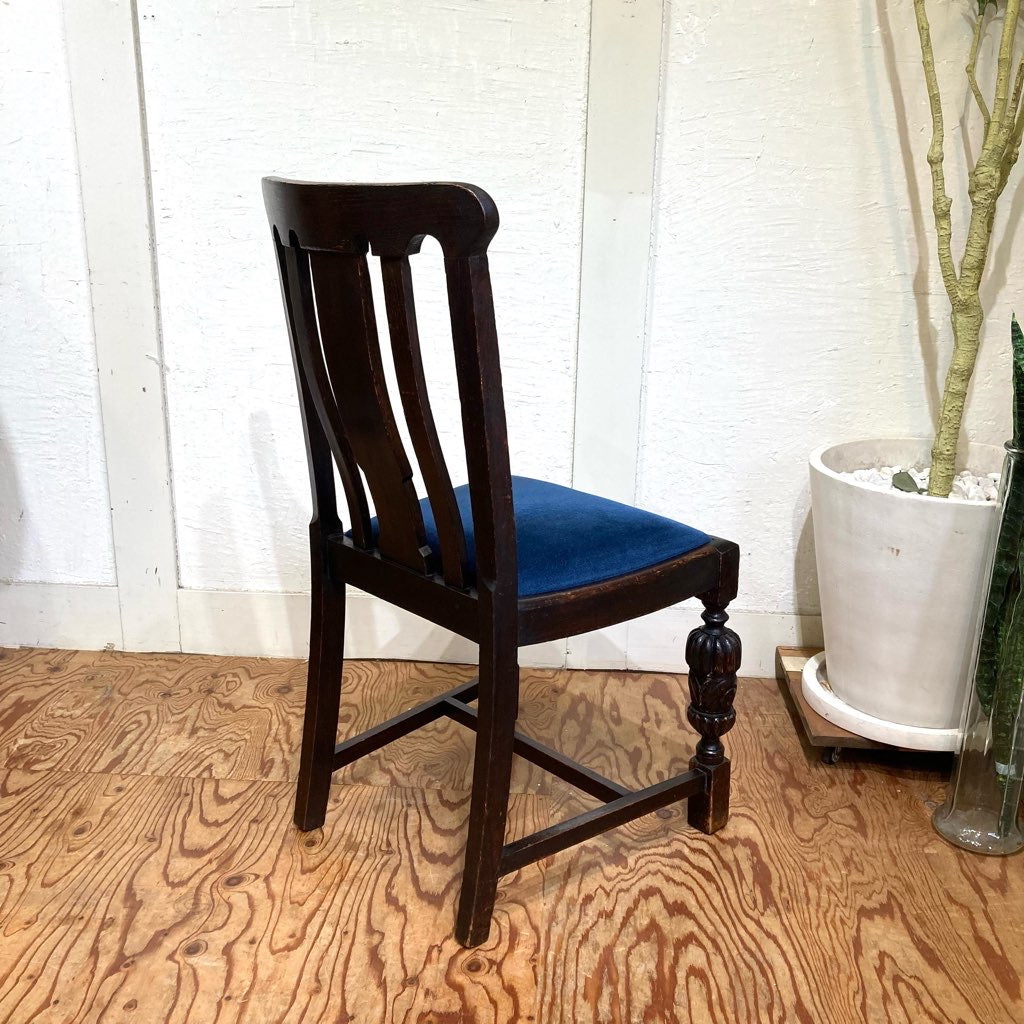 英国アンティーク ダイニングチェア オーク ブルー