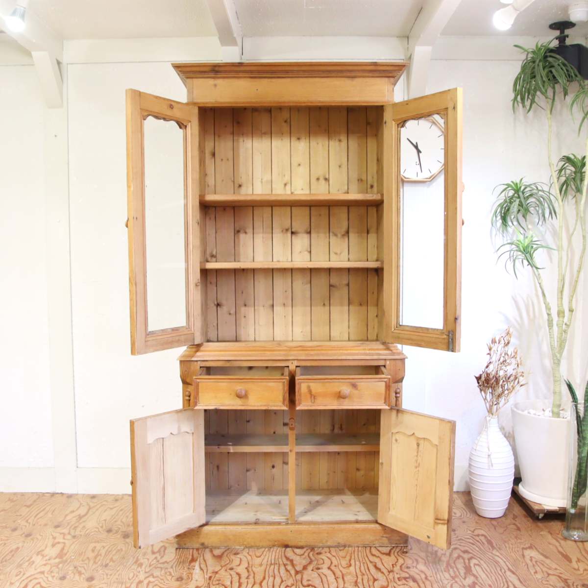 英国アンティーク オールドパイン材 カップボード 食器棚 アンティーク