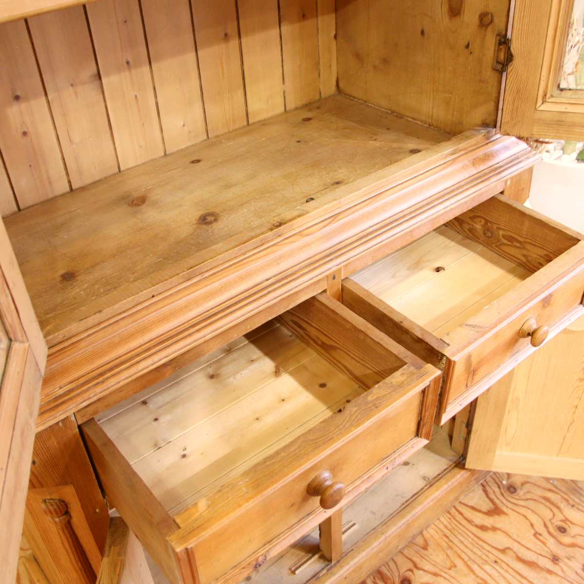 英国アンティーク オールドパイン材 カップボード 食器棚 アンティーク