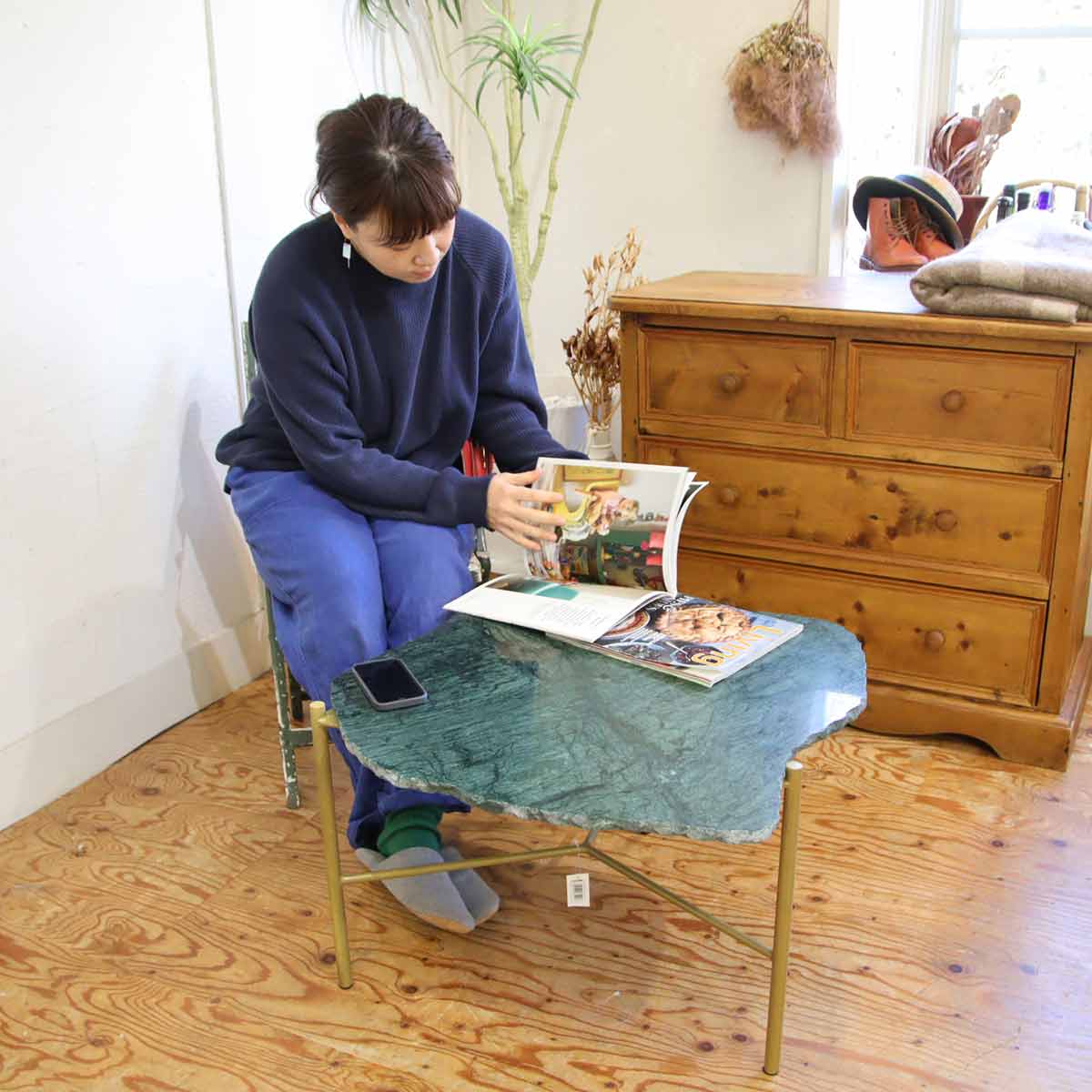 カレ / KARE ピエドラグリーン ローテーブル コーヒーテーブル 大理石 中古