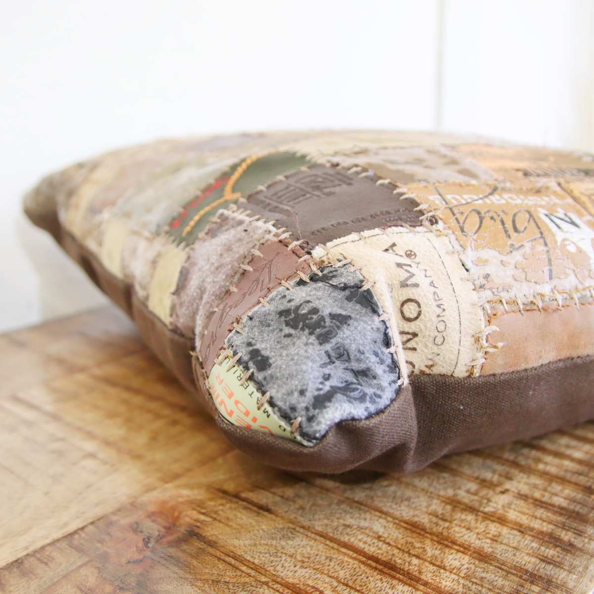 アスプルンド / ASPLUND シャルダ デニム革 パッチワーク クッション 中古