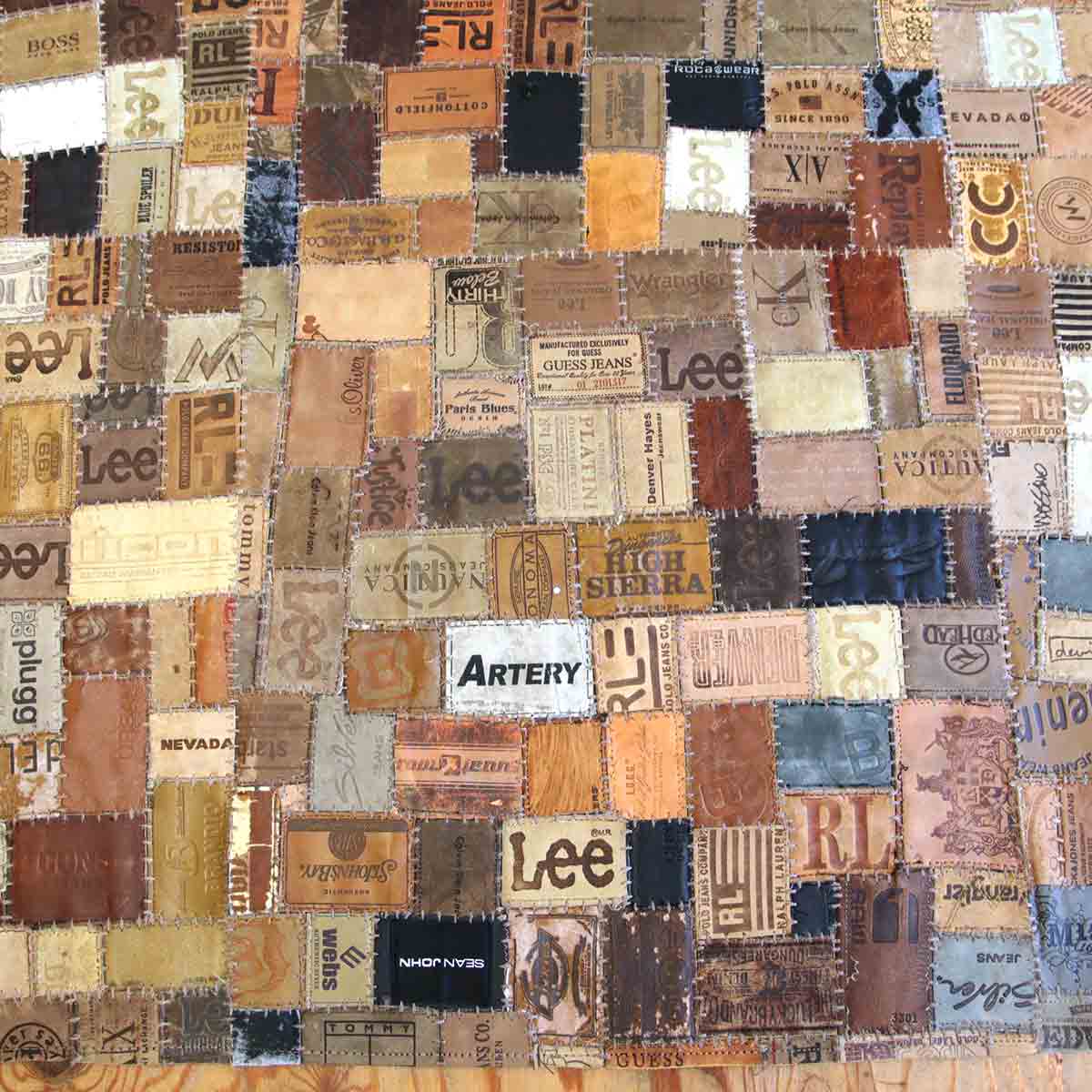 アスプルンド / ASPLUND シャルダ デニム革 パッチワーク ラグマット 中古