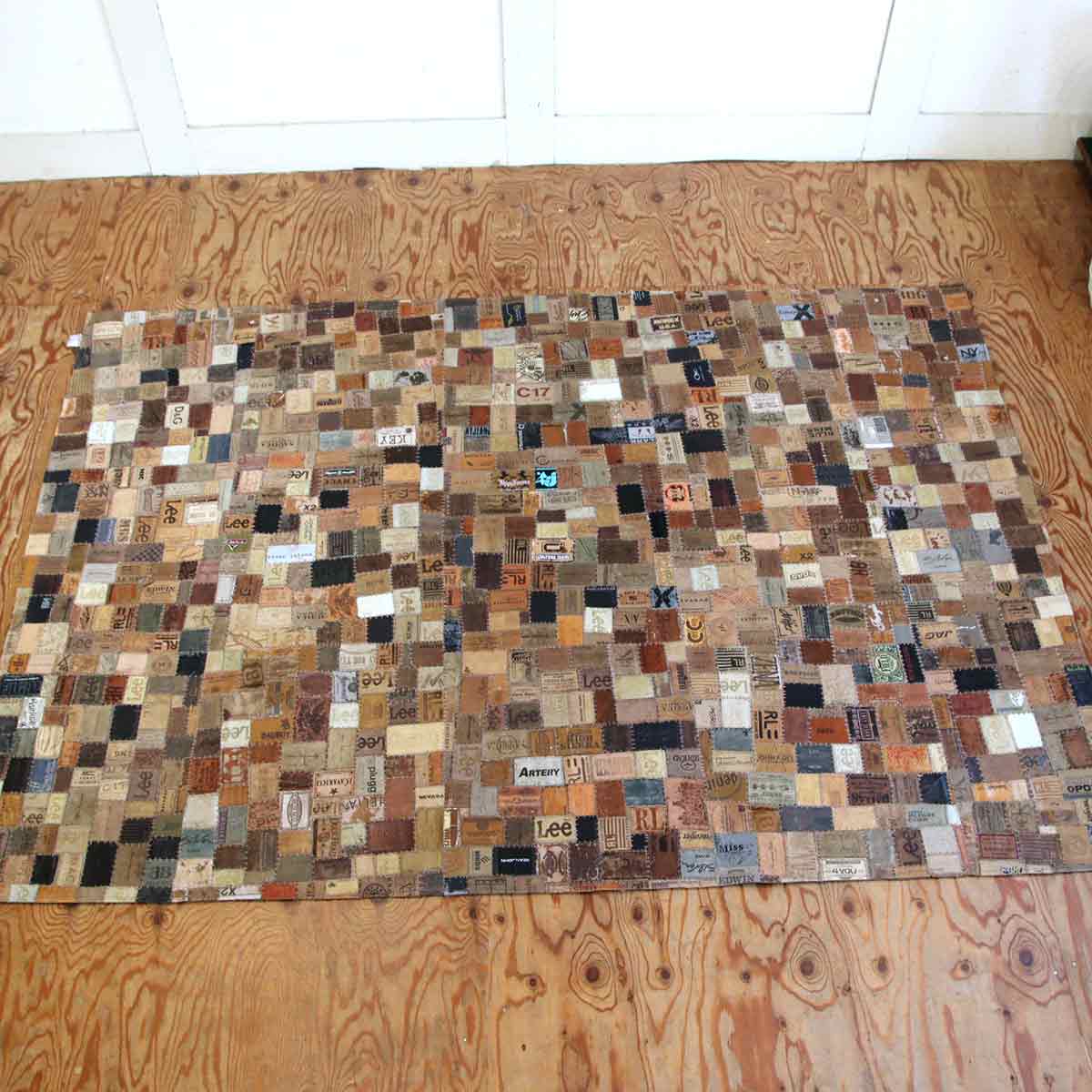 アスプルンド / ASPLUND シャルダ デニム革 パッチワーク ラグマット 中古