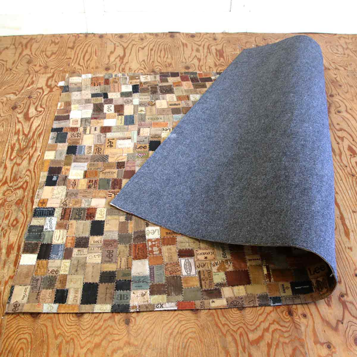 アスプルンド / ASPLUND シャルダ デニム革 パッチワーク ラグマット 中古