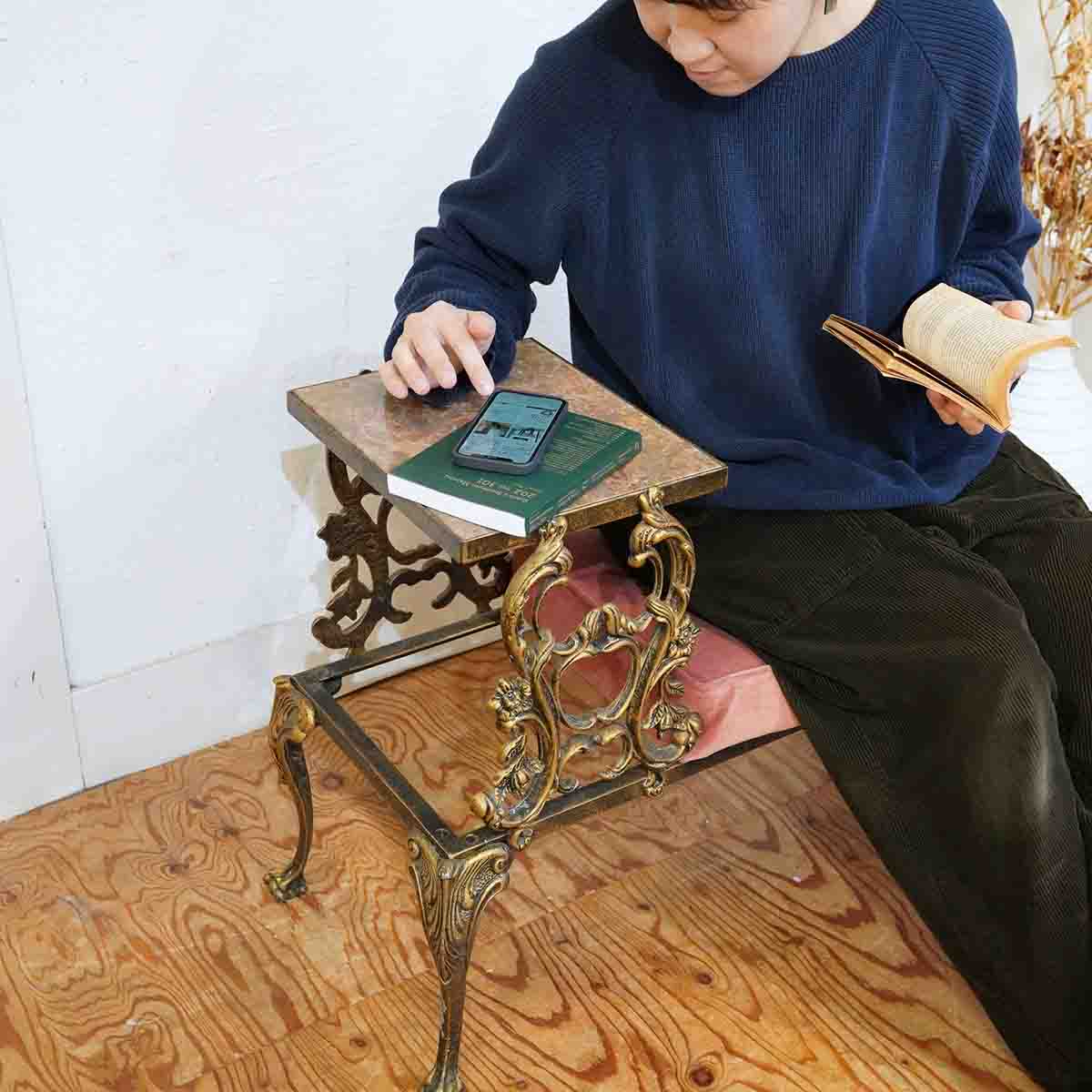 クラシカル テレフォンチェア 大理石 真鍮 中古